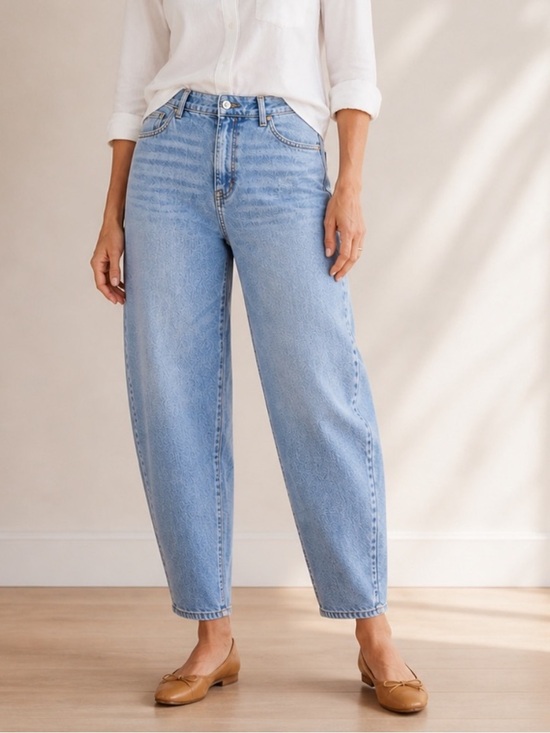 Talbots Denim - Talbots Relaxed Barrel Jean Denim Ankle Length High Waist Women's 14 Petite. NWT